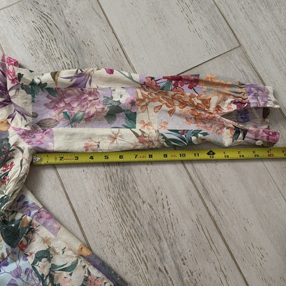 Zara Floral Parrot Button Up Belted Mini Linen Dress - Picture 9 of 9